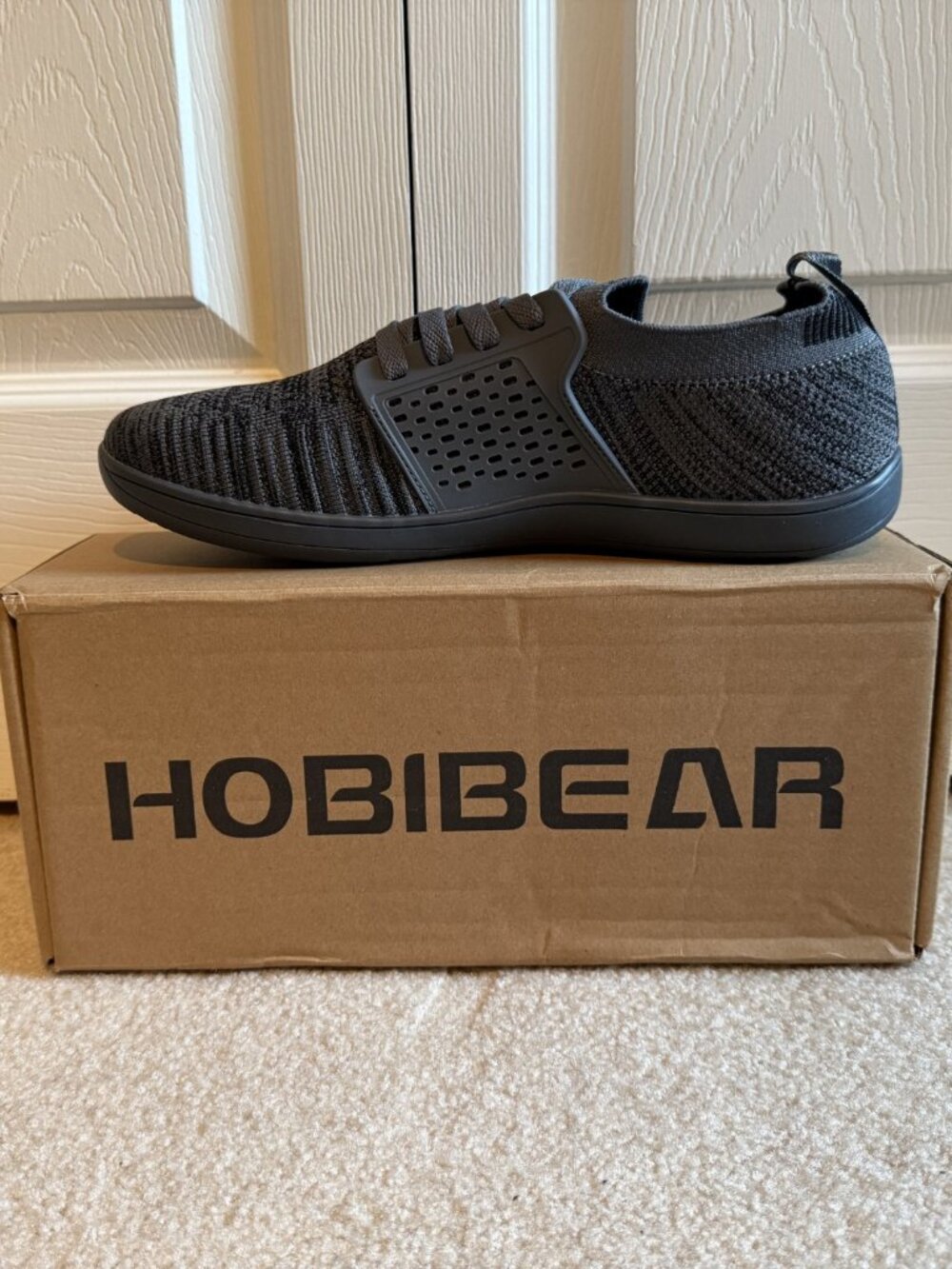 Hobibear Mens Gray Solid Knit Barefoot Minimalist Lace Up Size 10 Us Sneakers